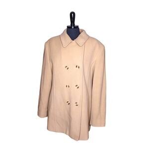 Fleet Street Wool Double Breasted Coat Classic Tan Light Brown Size 16